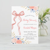 Bow Ribbon Flowers Bokeh Baby shower Kaart (Staand voorkant)