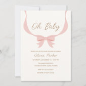  Bow Ribbon Girl Baby shower Kaart (Voorkant)