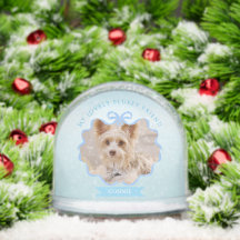 Bow Ribbon Glittering Pet Memory Photo Blue