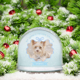 Bow Ribbon Glittering Pet Memory Photo Blue Sneeuwbol