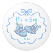 Bow Ribbon is een blauwe jongen Keramische Knop (Voorkant)