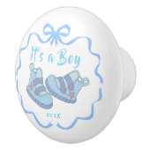 Bow Ribbon is een blauwe jongen Keramische Knop (Rechts)