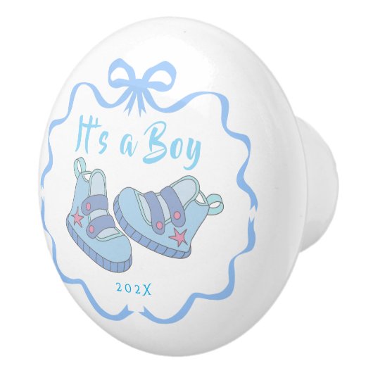 Bow Ribbon is een blauwe jongen Keramische Knop (Rechts)