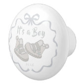 Bow Ribbon is een jongen grijs Keramische Knop (Rechts)