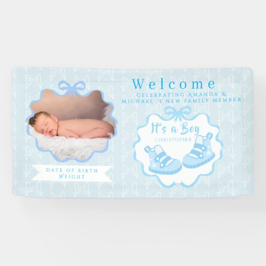 Bow Ribbon is een jongen welkom Spandoek (Horizontaal)