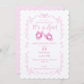 Bow Ribbon is een meisje Baby schoen Kaart (Voorkant / Achterkant)