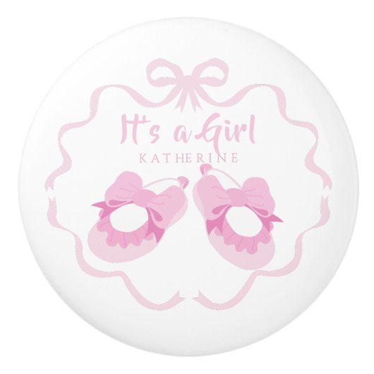 Bow Ribbon is een meisje roze Keramische Knop (Voorkant)