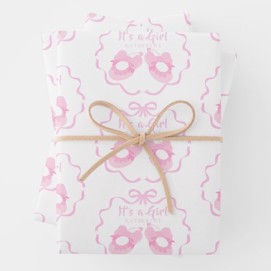 Bow Ribbon is een wit meisje Inpakpapier Vel (In situ)