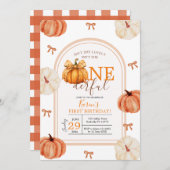 Bow Ribbon Isn't She Onederful Pumpkin Gingham Kaart (Voorkant / Achterkant)