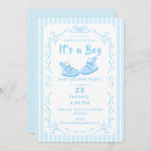 Bow Ribbon Its a Boy Baby Shoe Kaart (Voorkant / Achterkant)