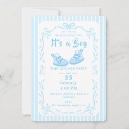 Bow Ribbon Its a Boy Baby Shoe Kaart