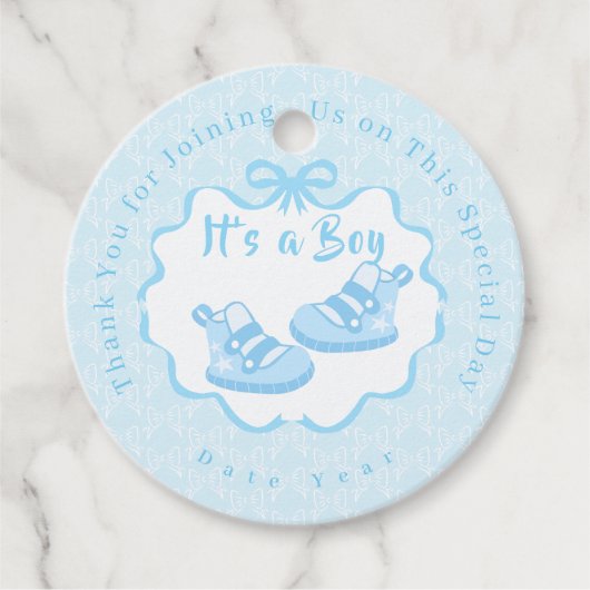 Bow Ribbon Its a Boy Bedankjes Labels (Voorkant)