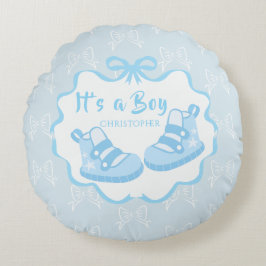 Bow Ribbon Its a Boy Rond Kussen