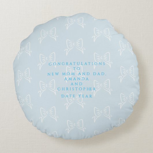 Bow Ribbon Its a Boy Rond Kussen (Achterkant)