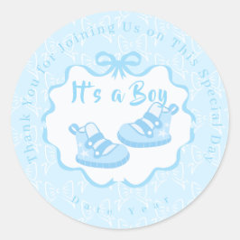 Bow Ribbon Its a Boy Ronde Sticker