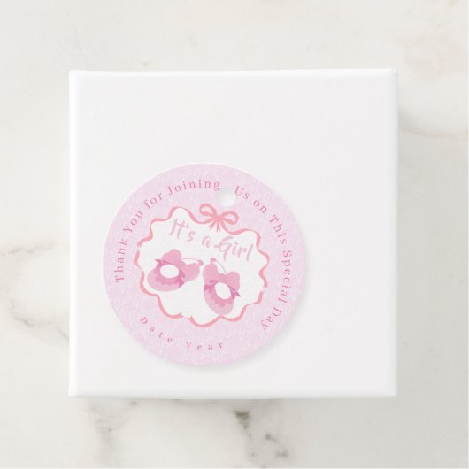 Bow Ribbon Its a Girl Bedankjes Labels (In situ)