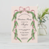  Bow Ribbon Krans Kerstdiner Party Kaart (Staand voorkant)