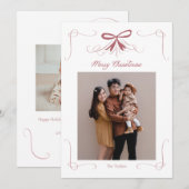 Bow Ribbon Lijst Feestelijke Kerstvakantie Kaart (Voorkant / Achterkant)