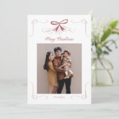 Bow Ribbon Lijst Feestelijke Kerstvakantie Kaart (Staand voorkant)