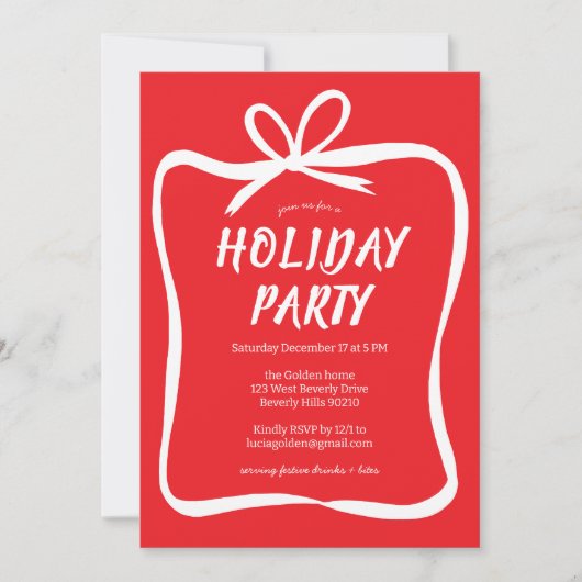 Bow Ribbon Lijst Vakantie Kerstfeest CUSTOM Kaart (Voorkant)