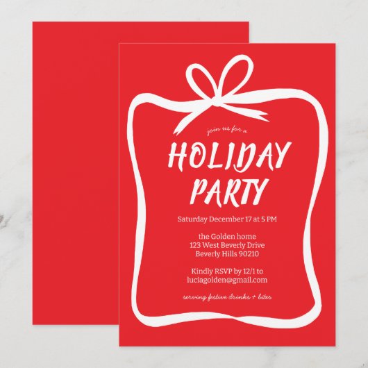 Bow Ribbon Lijst Vakantie Kerstfeest CUSTOM Kaart (Voorkant / Achterkant)