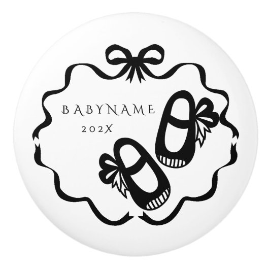 Bow Ribbon Nursery Baby Girl Keramische Knop (Voorkant)