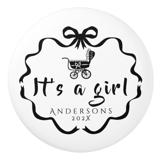 Bow Ribbon Nursery Baby Pram Keramische Knop (Voorkant)