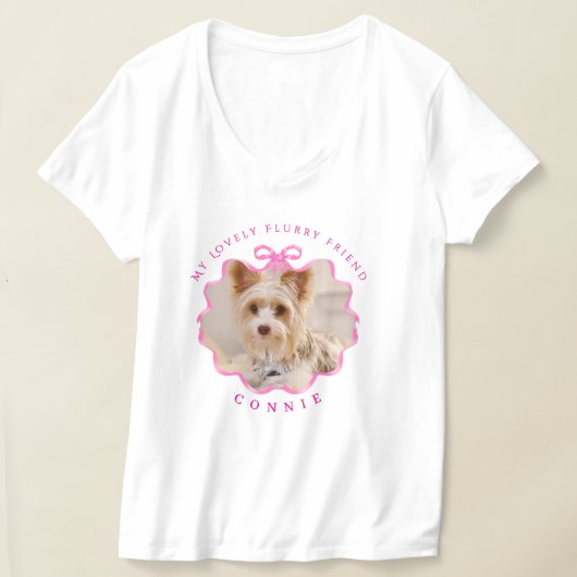 Bow Ribbon Pet Foto Roze T-shirt (Laagn)