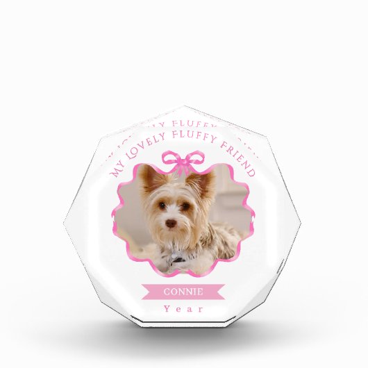 Bow Ribbon Pet Memory Foto Roze (Voorkant)