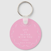 Bow Ribbon Pet Memory Foto Roze Sleutelhanger (Achterkant)
