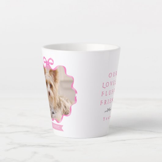 Bow Ribbon Pet Memory Photo Pink Latte Mok (Voorkant)