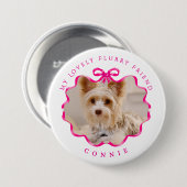 Bow Ribbon Pet Photo Red Ronde Button 7,6 Cm (Voorkant /achterkant)