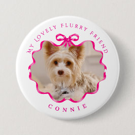 Bow Ribbon Pet Photo Red Ronde Button 7,6 Cm