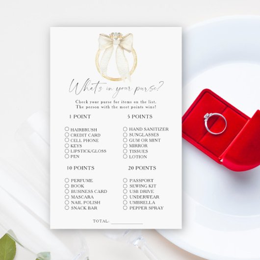 Bow Ring Vrijgezellenfeest Wat zit er in je portem