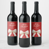 Bow rode crème script Kerstmis Wijn Etiket (Flessen)