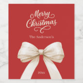Bow rode crème script Kerstmis Wijn Etiket (Enkel label)