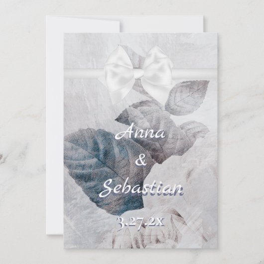 *~ Bow Romance AR26 Flower QR RSVP Wedding Kaart (Voorkant)