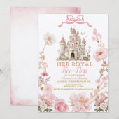 Bow Royal five-ness Birthday Castle Pink Ribbon Kaart (Voorkant / Achterkant)
