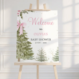 Bow Roze Baby Het is Koud Baby shower Welkom Teken Foto Afdruk