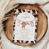Bow Roze Clothesline Koe Print Cowgirl Baby shower Kaart