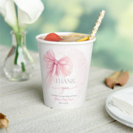 Bow Roze Coquette Baby Shower Papieren Bekers