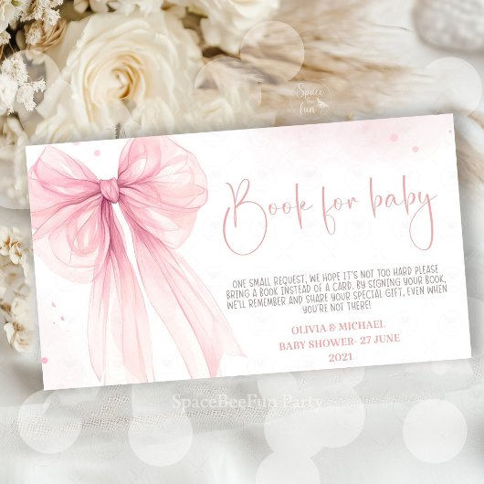 Bow Roze Coquette Baby shower personaliseren Informatiekaartje