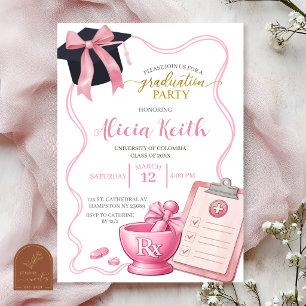 Bow Roze Coquette Meisje RX Farmacie Afstuderen Kaart