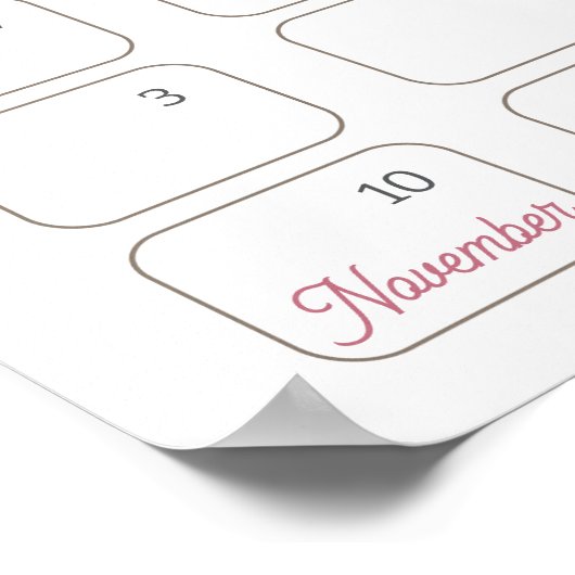 Bow Roze Coquette Raad de Verwachte Datum kalender Poster (Hoek)