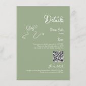 Bow Sage Green Details Qr code RSVP Informatiekaartje (Voorkant)