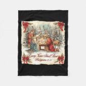 Bow Santa Christmas Nativity Scene Every Knee Shal Fleece Deken (Voorkant)