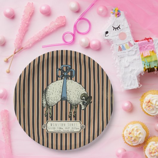  Bow Sheep™ Collectie - Birth Info / 9 inch Papieren Bordje (Feest)