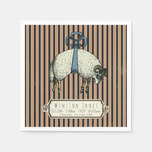  Bow Sheep™ Collectie - Birth Info / Servet (Voorkant)