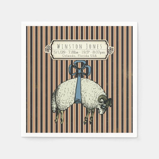  Bow Sheep™ Collectie - Birth Info / Servet (Voorkant)