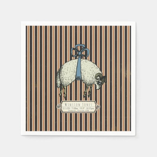  Bow Sheep™ Collectie - Birth Info / Servet (Voorkant)